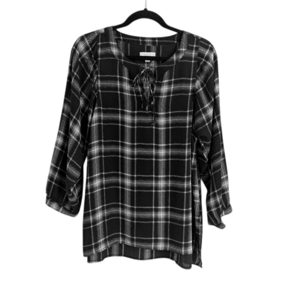 NWOT LOFT Plaid Black And White Women's Top Size M